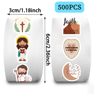 500 Uds estilo bohemio Jesús Logo rollo de pegatinas 1 pulgada bohemio cristiano sobre sellado pegatina - Product Image 3