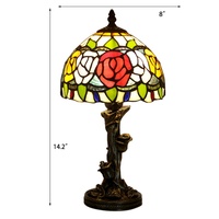 Lampe de bureau Tiffany en verre teinté LongHuiJing de 8 pouces, abat-jour en forme de rose coréenne, dôme AC E14