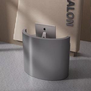 Simple Modern Curved Engineered Board Front Desk Reception Counter for Beauty Salon and Bar - Product Image 4