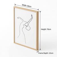 Tableau mural en toile de lin encadré 70x100cm Noir et Blanc Art linéaire minimaliste moderne Femme Impression Giclée pour Décoration de Bureau