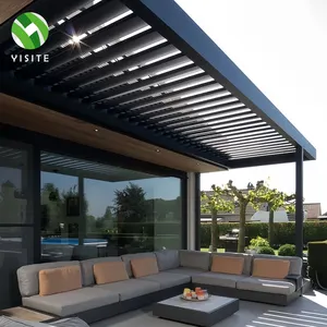 Sistem atap Louvre otomatis dapat disesuaikan Gazebo Pergola Aluminium bioclisatic Pergola Louver atap