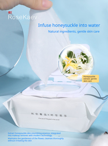 Lingettes démaquillantes double <span class=keywords><strong>action</strong></span> à la fleur de chèvrefeuille, trois utilisations, douces pour la peau, sans peluches, en tissu non tissé, 120 unités - Product Image 4