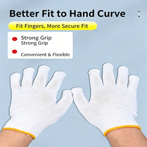 Durable <b>Textured</b> White Cotton Knitted Gloves, <b>Powder</b>-Free & Latex-Free, for Household & Work Safety - Product Image 5