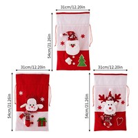 Sacs cadeaux en papier gaufré avec cordon de serrage, motif renne, Père Noël, bonhomme de neige, pour Noël, fruits, bonbons, emballage de cadeaux, décoration