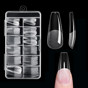Faux ongles en ABS transparents, forme amande française, à presser, pour manucure - Product Image 4