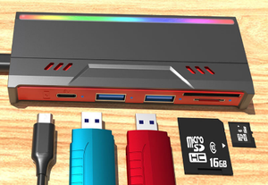 Caja SSD portátil <span class=keywords><strong>M</strong></span>.2 multifunción USB 3.1 NVME NGFF HUB de doble protocolo RGB Estuche para disco duro <span class=keywords><strong>m</strong></span>óvil RGB - Product Image 2