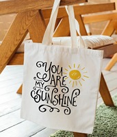 Sac fourre-tout en toile avec citation inspirante, imprimé « You Are My Sunshine », cadeau mignon pour elle, sac pour usage quotidien
