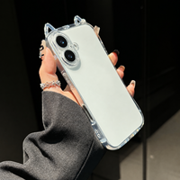 Nouvelle Coque de Téléphone Transparente en TPU avec Oreilles de Chat et Bracelet Papillon Antichoc pour iPhone 17 16 15 ProMax – Vente en Gros
