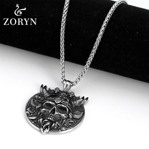 Collares con Colgante de Calavera de Guerrero Espartano de Acero Inoxidable, Joyería de Moda de Acero de Titanio Estilo Vikingo Gótico Punk Vintage para Hombre - Product Image 5