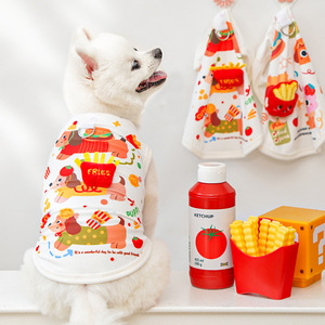 Gilet d'été respirant en soie glacée pour chiens et chats, motif animalier mignon avec motif alimentaire - Product Image 2