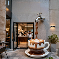 Sculpture de café en fibre de verre sculptée, design moderne de luxe, écologique et personnalisée, pour l'aménagement de café