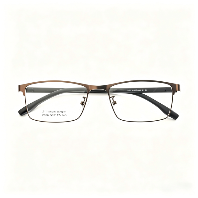 XPZ Intellectual Business Blue Light Glasses Titanium Metal+TR90 Brown Black Full Rim Slim UV400 Protection Anti-Fatigue HMC