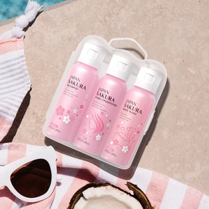 Laikou เจลอาบน้ำอาบน้ำซากุระญี่ปุ่นชุดดูแลเส้นผม3ชิ้นชุดเดินทางกรดอะมิโนแชมพูครีมนวดผมเจลอาบน้ำอาบน้ำอาบน้ำ - Product Image 1
