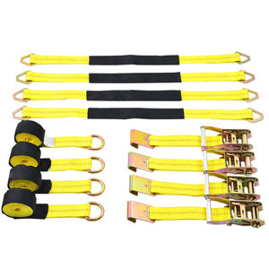 Kit de fixation robuste pour pneus de voiture 50 mm 10000 lbs, ensemble de sangles d'axe de <span class=keywords><strong>36</strong></span> pouces, 4 sangles à cliquet à crochets plats avec 4 sangles en lasso - Product Image 6
