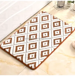 PVC Microfiber 2.5cm Thickness Absorbent Non Slip Bathroom Mat Carpet Multi Color Rug Knitted Fabric Lozenge Effect Bath Mat