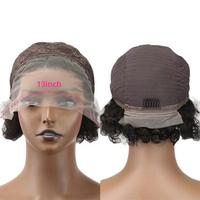 Perruque 100% Cheveux Humains Vierges, Coupe Courte Pixie Bouclée, Dentelle Suisse HD 13*1 Frontale