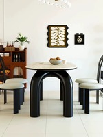 Ensemble de table à manger ovale en pierre, style antique, base en bois, six places, meubles pour appartement, hôtel, villa
