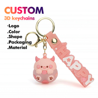 MOQ 3000 pièces, porte-clés en silicone 3D lumineux personnalisé OEM, animaux de dessin animé lumineux en PVC, breloque de sac, accessoires