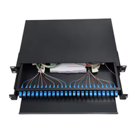 FTTH 1U 19'' 24 ports SC/APC Boîtier de terminaison optique (ODF) OTB de type tiroir coulissant entièrement équipé pour câblage de fibre optique