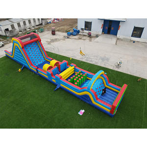 Parcours d'obstacles gonflable géant commercial avec toboggan et mur d'escalade pour parc d'attractions et jeux de défi - Product Image 5