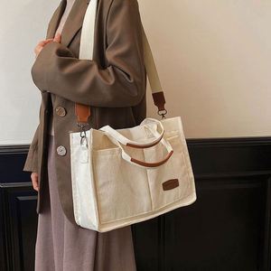 Nouveaux sacs fourre-tout pour femmes en coton écologique, à la mode, avec fermeture éclair, logo imprimé et sangles - Product Image 5
