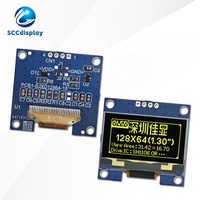 Layar Tampilan OLED 1.3 Inci Font Kuning IIC 128X64 Modul LCD Matriks Titik Instrumen Kontrol Industri Layar Tampilan Tertanam