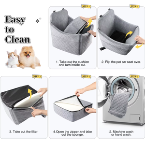 Asiento Elevado para Perros y Gatos Pequeños, con Cubierta Lavable Acolchada Oxford Estampada y Correas de Seguridad - Product Image 4