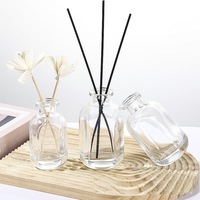 Flacon diffuseur d'arômes haut de gamme DIY, en verre sodocalcique transparent à facettes, vide, pour bâtonnets parfumés, vente en gros, modèle 50ml