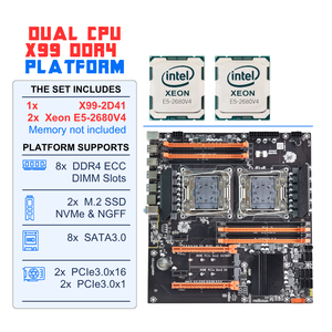 Nouvelle carte mère PANDL X99-2D41 <span class=keywords><strong>E</strong></span>-ATX 8X DDR4 ECC RAM, ensemble Intel Dual Xeon E5 <span class=keywords><strong>2680</strong></span> <span class=keywords><strong>V4</strong></span>, carte mère X99, combo double processeur, kit Xeon X99 - Product Image 1