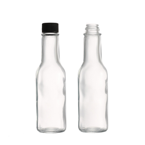 Rỗng 3oz 5oz 8oz <span class=keywords><strong>150ml</strong></span> 250ml rõ ràng woozy ớt Salad Ketchup nước sốt nóng chai thủy tinh với nắp màu đen - Product Image 2