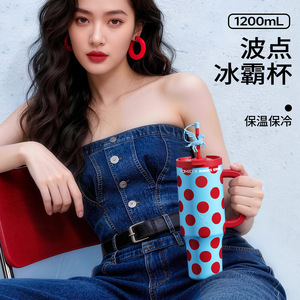 Tomic X Angel Cho Polka Dot Insulated Tumbler 1200ml Keep Hot <b>Cold</b> Drink <b>Cup</b> - Product Image 1