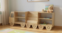 Étagère à livres en bois Montessori moderne pour enfants - Design modulaire à 3 niveaux - Organisateur de jouets et de livres gain de place pour chambre à coucher/salon