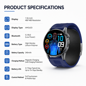 2026นาฬิกาอัจฉริยะ S200เครื่องปั๊มลม BP เทรนด์ ECG AMOLED สำหรับการติดตามสุขภาพประจำวันและการดูแลสุขภาพของครอบครัว - Product Image 4