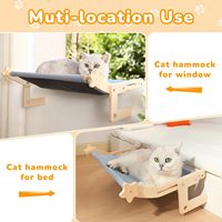 Hamac de lit et de fenêtre JQ pour animaux de compagnie avec cadre en bois robuste pour le rebord de fenêtre et le chevet