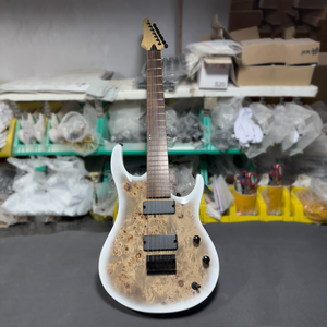 Kualitas tinggi Premium kustom <span class=keywords><strong>7</strong></span> senar gitar elektrik badan Alder dengan popler Burl Top 24 fret HH pickup untuk musik logam - Product Image 2