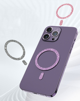 Nouveau paillettes adaptateur magnétique adhésif mignon Bling étincelle métal anneau autocollant pour iPhone 16 téléphones Android femmes filles