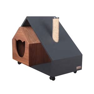 Furnitur rumah kucing dalam ruangan, furnitur kayu dengan tempat cakar kucing <span class=keywords><strong>Sisal</strong></span> rumah kucing kayu polos kustom - Product Image 6