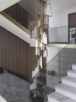 Lustre architectural moderne de luxe personnalisé et réglable pour villa, escalier, hôtel, hall d'entrée, salle de banquet, club, en cuivre et marbre, LED 3000K