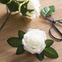 25 pièces de fleurs artificielles réalistes en forme de roses artificielles couleur ivoire avec tige pour bouquets de mariage DIY, centres de table, décoration de fête nuptiale et de la maison
