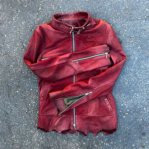 <span class=keywords><strong>Veste</strong></span> <span class=keywords><strong>en</strong></span> <span class=keywords><strong>cuir</strong></span> rouge classique Design Europe Hot D, montrant le charme de la personnalité élégante de la mode - Product Image 4