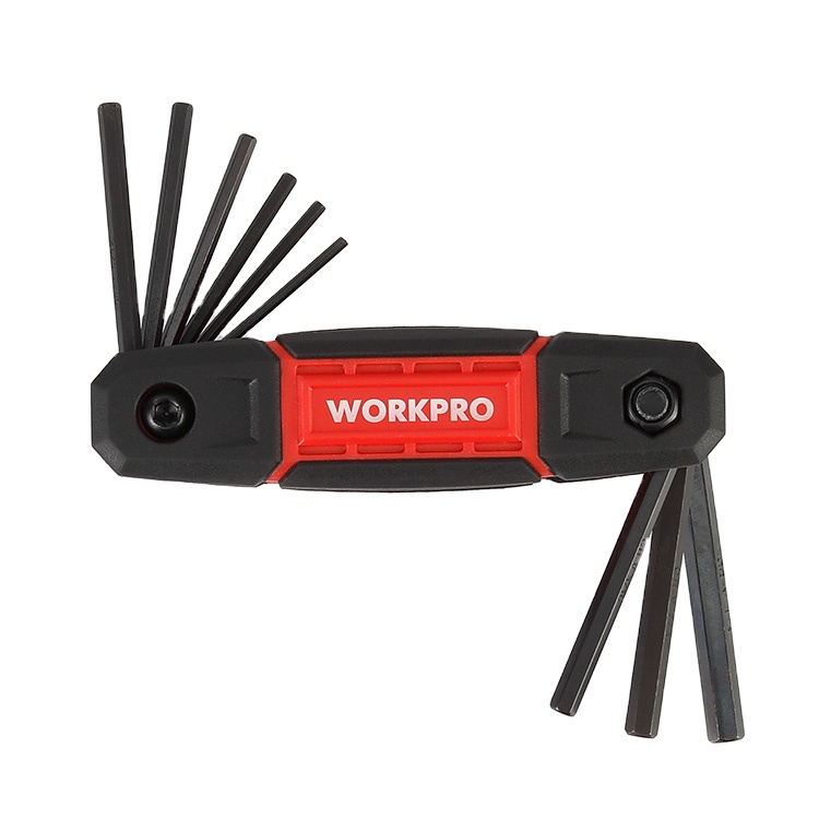 Складной шестигранный ключ WORKPRO, 9 шт., 5/64 дюйма, 3/32 дюйма, 7/64 дюйма, 1/8 дюйма, 9/64 дюйма, 5/32 дюйма, 3/16 дюйма, 7/32 дюйма, 1/4 дюйма (SAE)