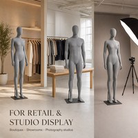 Mannequin Femme Abstrait en Fibre de Verre, Tête d'Œuf, 180 cm, Blanc Mat, Pose Marche, Mains Ouvertes, Corps Entier pour Vitrine – Vente en Gros