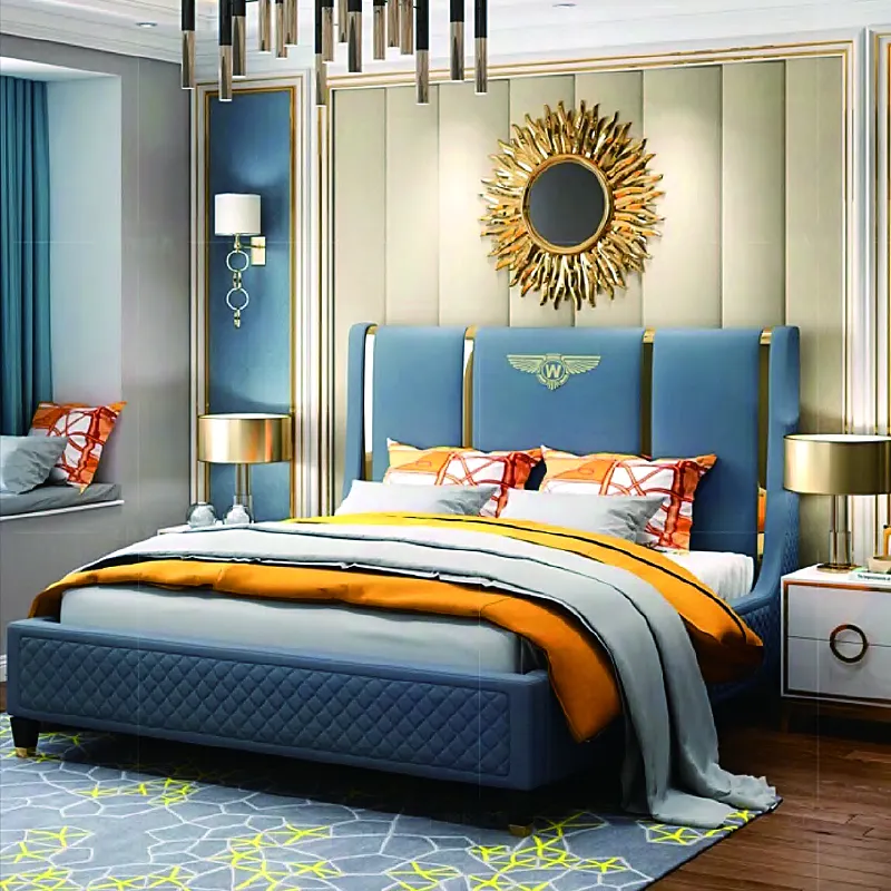 Toptan Modern yatak özelleştirebilirsiniz yatak odası mobilyası yumuşak su geçirmez çift ahşap karyola iskeleti başlık yatak