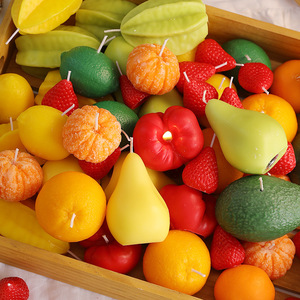 Bougie parfumée artisanale en cire de soja biologique en forme de fruits, créative, orange, citron, tomate, <span class=keywords><strong>fraise</strong></span>, pomme, cadeau Diwali - Product Image 2