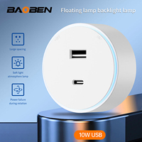 Adaptador de Enchufe de Pared Duradero BAOBEN, Tomacorriente de Cinco Orificios con Puertos USB + Tipo-C, Accesorios Eléctricos