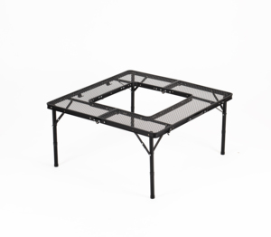 Mesa de acampada plegable con patas de altura ajustables, soporte de parrilla de metal cuadrado portátil para exteriores con asa para asar a la parrilla - Product Image 4