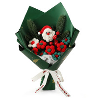 Bouquet de Noël fait à la main fil tricoté fleurs décoratives créatives plantes parfait cadeau de réveillon de Noël pour petite amie meilleur ami
