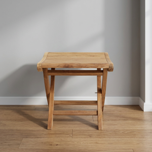 Tabouret de jardin pliable en bois réglable, aspect teck moderne, et pouf de patio, siège d'extérieur - Product Image 3