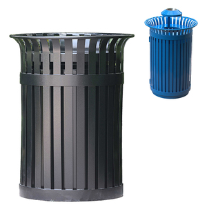 outdoor park round large metal dust bin garden street steel iron garbage bin rustic exterior environmental protection trash can