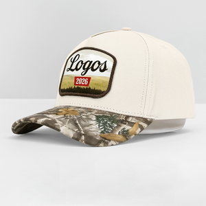 Gorras de Béisbol de Cinco Paneles para <span class=keywords><strong>Hombre</strong></span>, con Logotipo Personalizado Bordado, Parche Tejido, de Alta Calidad, para Exteriores, con Visera de Camuflaje de Dos Tonos, de Algodón - Product Image 1